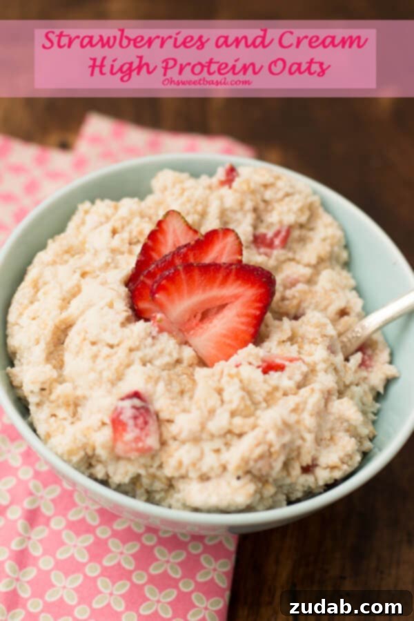 Strawberries and Cream High-Protein Oatmeal: Your Perfect Morning Fuel Delicious Strawberries and Cream High-Protein Oatmeal Breakfast