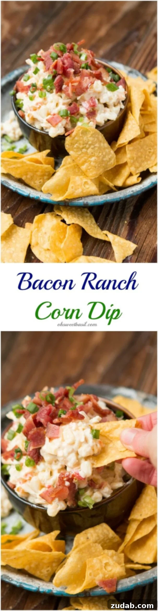 The Ultimate Cheesy Bacon Ranch Corn Dip 5 Our obsession for summer, bacon ranch corn dip of course! ohsweetbasil.com