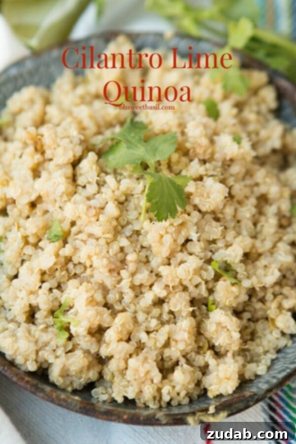 Delicious and healthy Cilantro Lime Quinoa served as a Mexican side dish