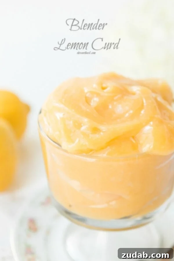 Homemade Blender Lemon Curd - Cooked to Creamy Perfection! Close-up of golden blender lemon curd, showcasing its rich, thick consistency and bright yellow hue, perfect for an easy recipe.