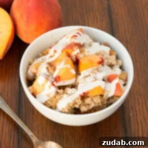 Easy slow cooker overnight steel cut oats, peaches and cream style... ohsweetbasil.com crockpot, insta pot, pressure cooker