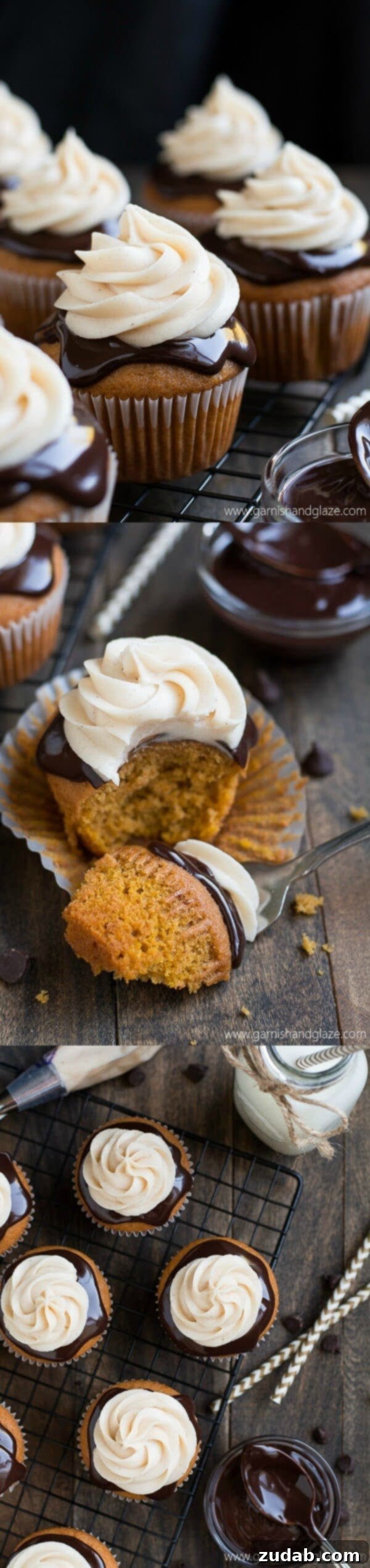 Spiced Pumpkin Cupcakes Smothered in Chocolate 3 Chocolate Chunk Pumpkin Cake - A rich and moist pumpkin cake loaded with chocolate chunks, perfect for fall celebrations.