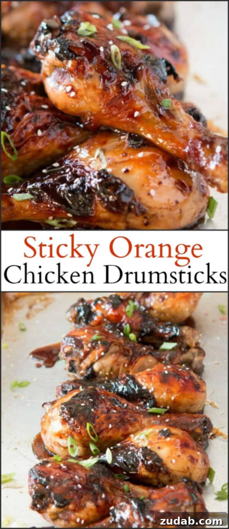 Zesty Orange Glazed Chicken Drumsticks 7 Pin this delicious Sticky Orange Chicken Drumsticks recipe for later!