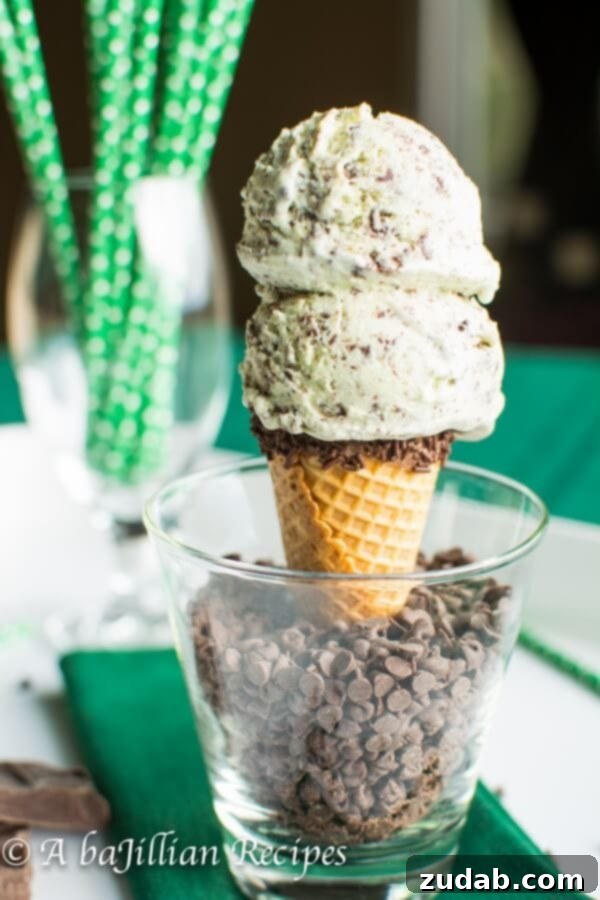 The Unique Texture of Stracciatella Chocolate Flakes Close-up of creamy mint ice cream with thin, delicate chocolate shards