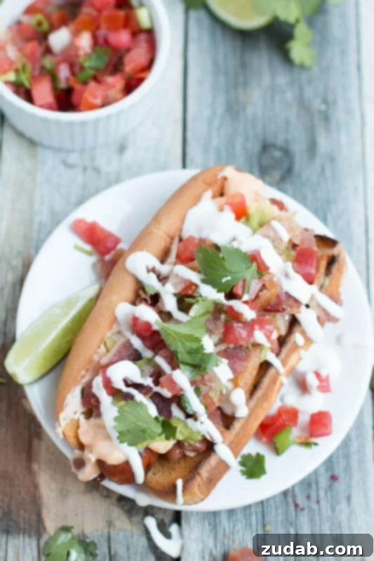 Honey Mustard Bacon Brats 8 A creative Seven Layer Dip Hot Dog, offering a fun twist on a classic dip.