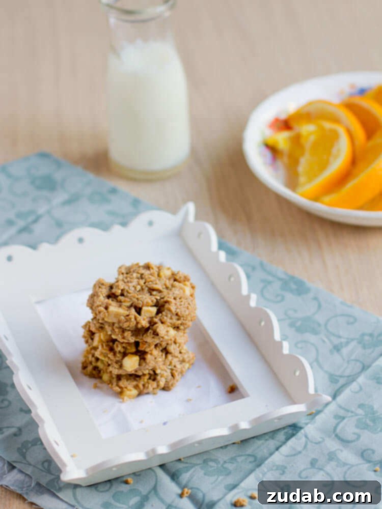 A Cozy Clutch 4 Healthy breakfast cookies with peanut butter and apple, a great grab-and-go option.