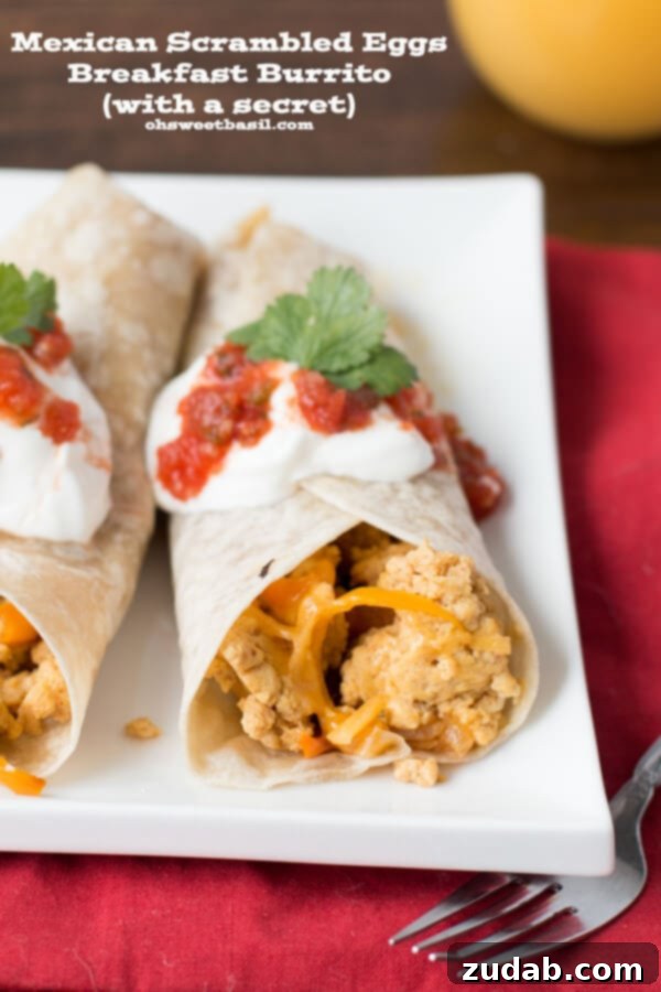 A Cozy Clutch 6 Hearty Mexican scrambled eggs breakfast burrito, a flavorful and satisfying meal.