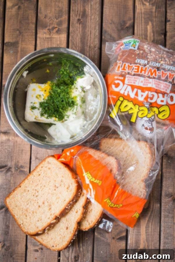 The best lemon dill cucumber sandwiches I've ever had added a touch of Greek yogurt to the spread. Try this awesome tea sandwich recipe at your next party with eureka!® Organic Bread! cucumber cream cheese sandwich ingredients