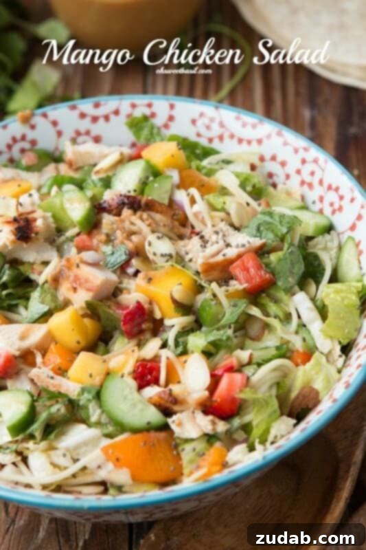 Teriyaki Chicken Salad: Effortlessly Delicious 4 The perfect mango chicken salad, a versatile recipe that's equally delicious as a wrap or a refreshing main dish.