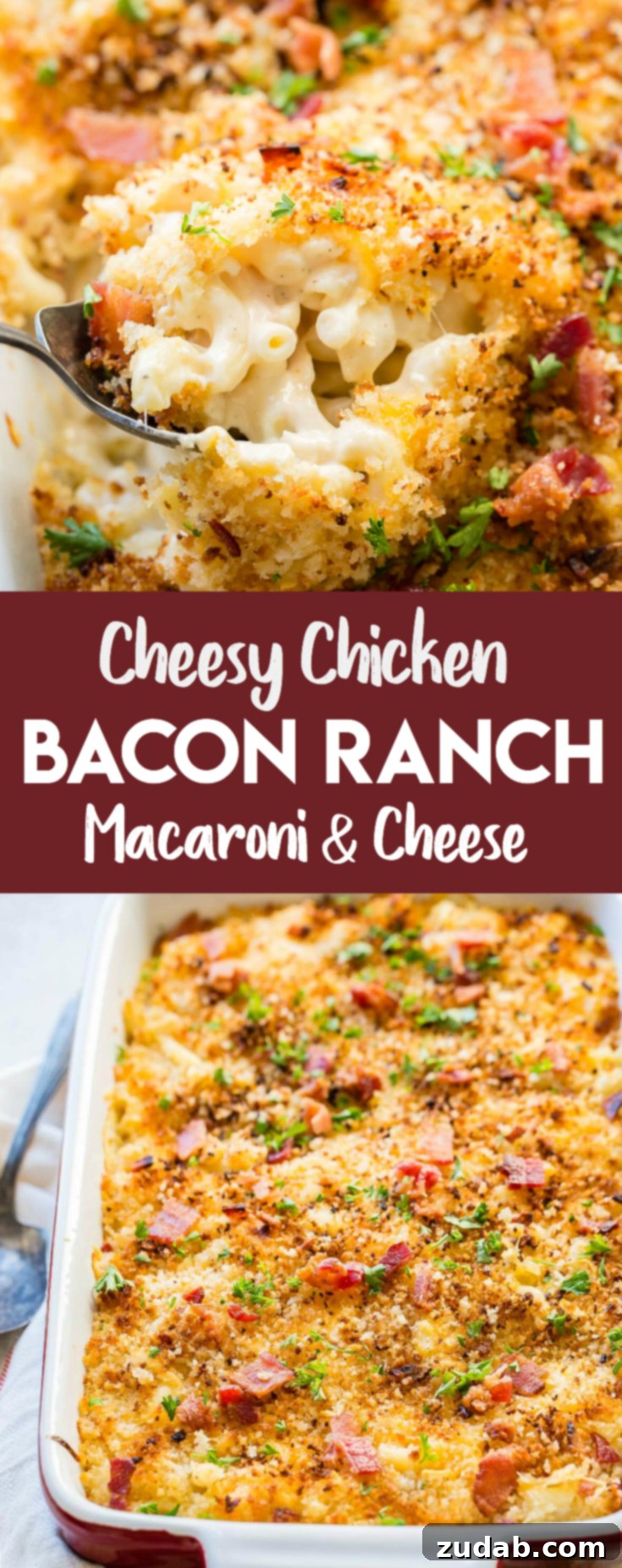 Loaded Chicken Bacon Ranch Mac and Cheese 10 Macaroni and Cheese is the most genius recipe ever created and this cheesy chicken bacon ranch macaroni and cheese is coming in a close second place, served in a cast iron pan