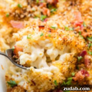 Loaded Chicken Bacon Ranch Mac and Cheese 9 This is a quick and easy dinner idea with rotisserie chicken, cheesy chicken bacon ranch macaroni and cheese for family dinner! ohsweetbasil.com