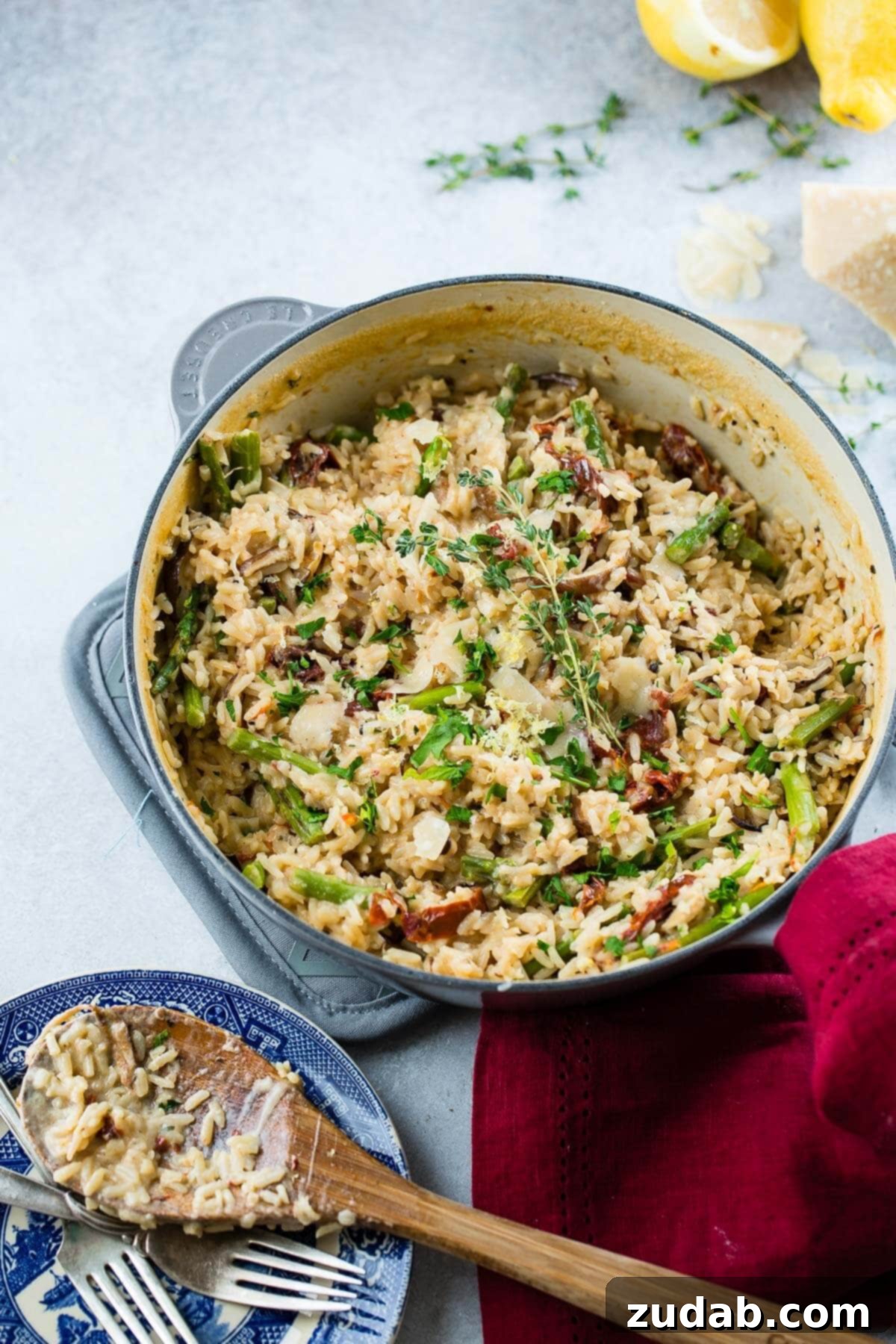 Creamy Winter Asiago Rice 4 Making sides for Thanksgiving or any holiday is easy with this make-ahead one-pot creamy winter asiago cheese rice