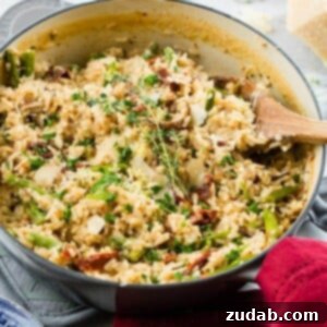 Creamy Winter Asiago Rice 7 The holidays are busy enough without adding in all of the cooking and family dinners. Make ahead one pot creamy winter asiago cheese rice with asparagus!