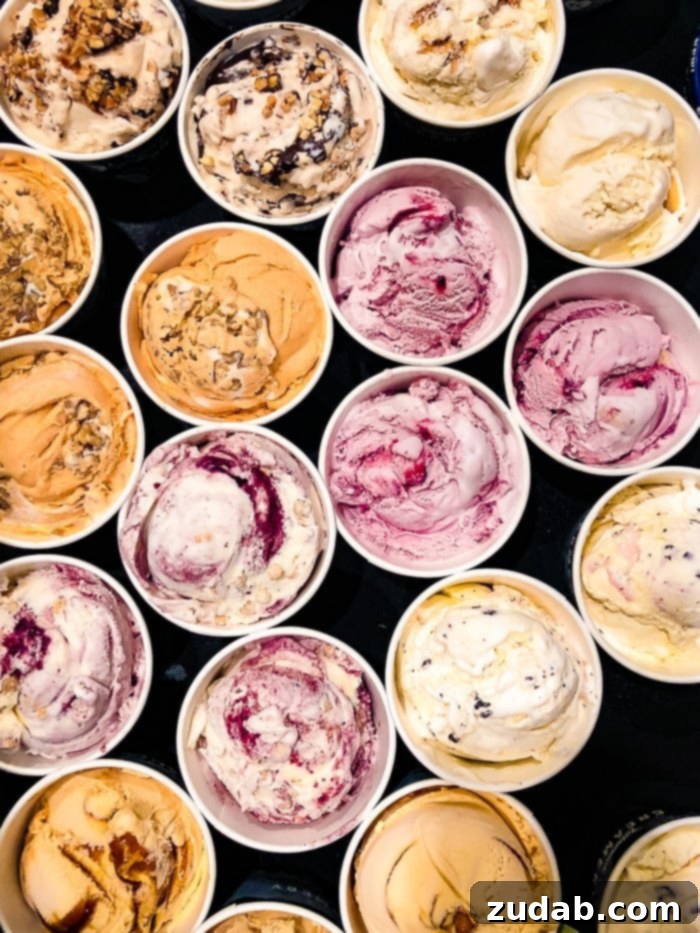 Tillamook ice cream pints with various flavors displayed