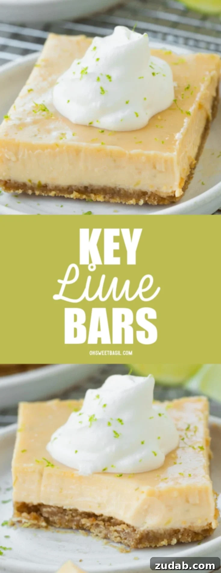 Zesty Key Lime Bars 10 A photo of a piece of torta de limao on a small dessert plate with a corner of the bar removed and scooped up with a fork.