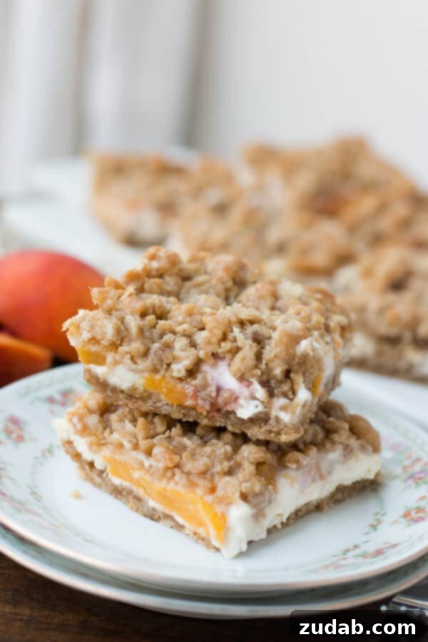 Zesty Key Lime Bars 9 Best Recipe for peaches and cream crumble bars!! ohsweetbasil.com