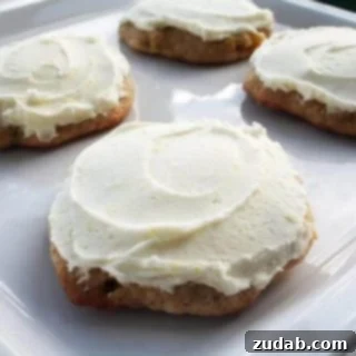 Close-up of a Banana Lemon Cookie with frosting