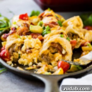 Salsa Verde Sausage and Cheese Breakfast Enchilada Bake 8 Cheesy egg and sausage breakfast enchiladas casserole to feed a crowd ohsweetbasil.com