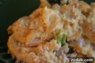 Delicious Chicken Curry Casserole baked to golden perfection with a crispy topping