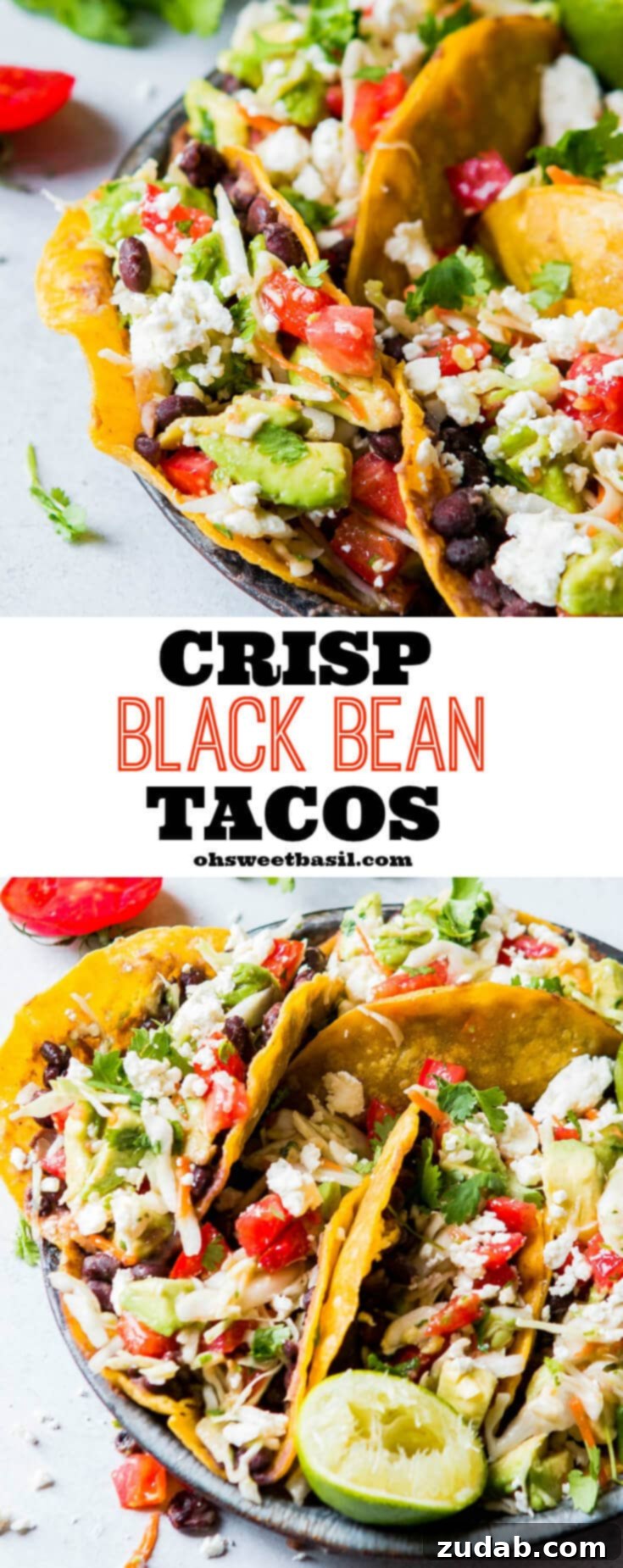 Crisp Black Bean Vegetarian Tacos sound a little boring, and I get that, but you'd be missing out if you didn't try them. The flavor is incredible!!