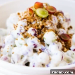 Creamy Southern Grape and Pecan Medley 6 A dish of creamy Southern Grape Salad topped with candied pecans