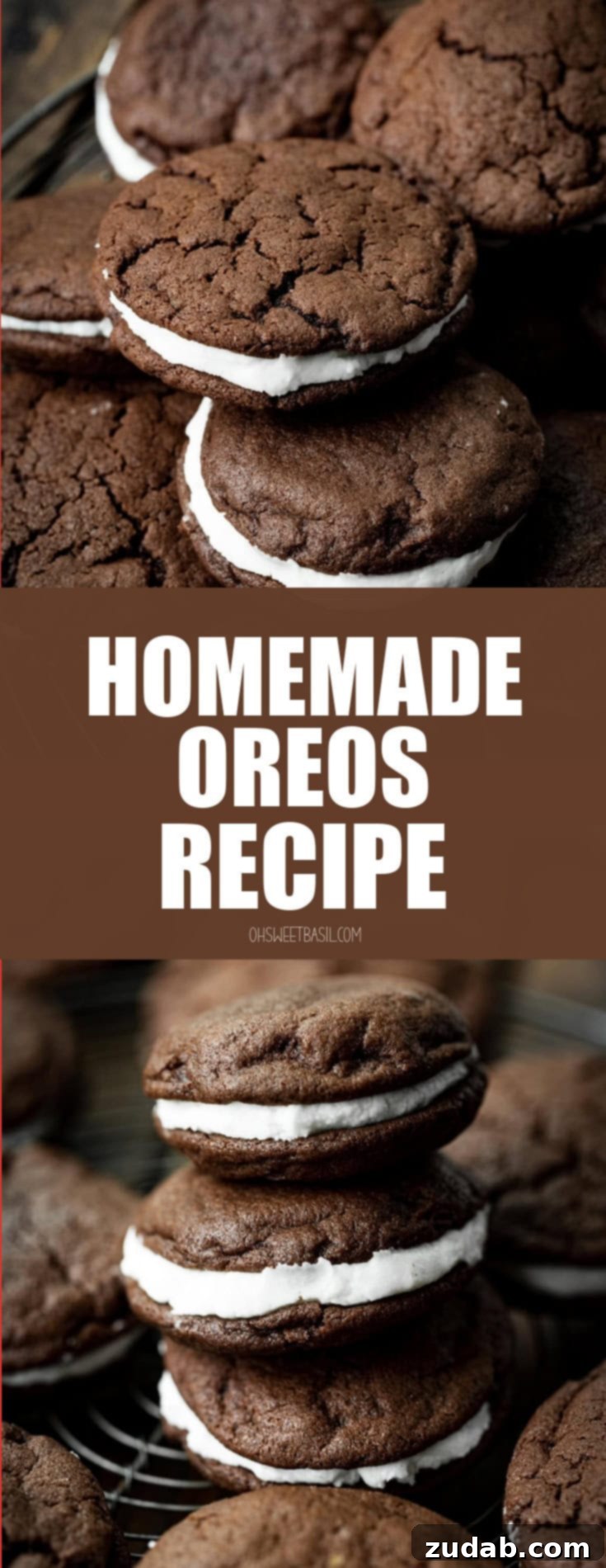 Craft Your Own Delicious Oreos 9 A photo of a stack of three homemade Oreo cookies stacks on each other surrounded by other homemade oreos
