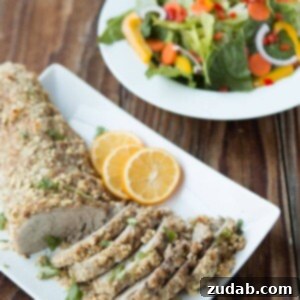 The only moist pork tenderloin, herb crusted pork tenderloin ohsweetbasil.com