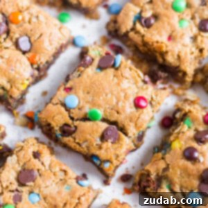 Loaded Flourless Monster Cookie Bars 6 no flour monster cookie bars