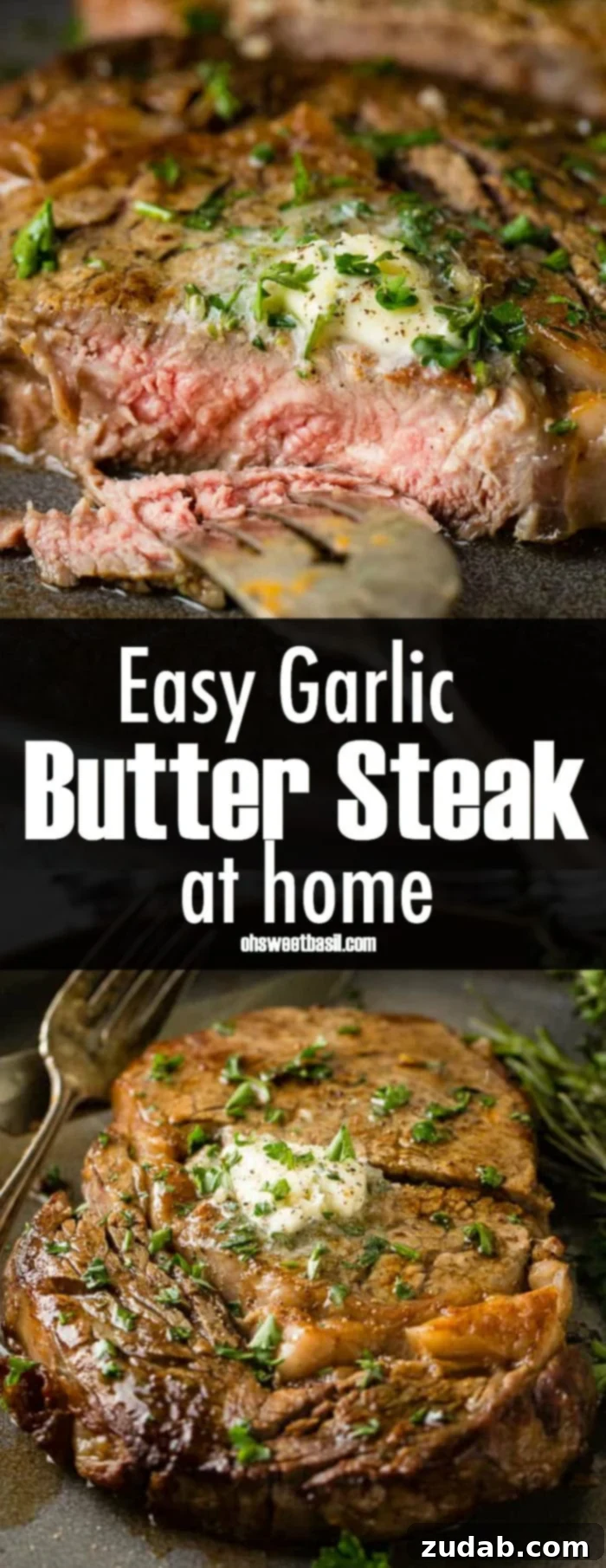 Savor Delicious Garlic Butter Steak, Effortlessly at Home 8 This garlic butter steak is first seared on the stove, then finished in the oven. Plus, it's served with the most incredible homemade steak butter. Perfect for a date night at home!