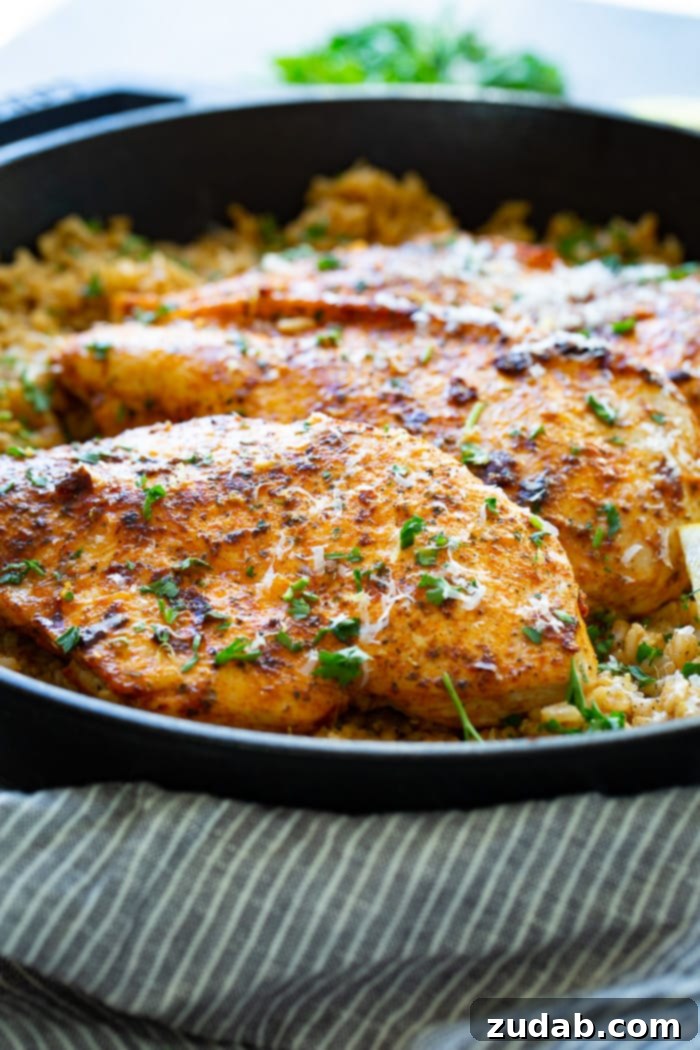 Golden Garlic Parmesan Chicken with Zesty Lemon Rice 6 A close-up shot of a single piece of Garlic Parmesan Chicken, highlighting its golden crust and delicious seasoning.