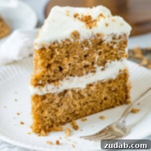 A delicious layered spice cake with cream cheese frosting.