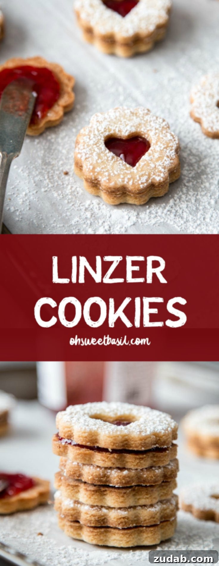 Classic Linzer Cookies 6 Another view of beautifully stacked Linzer cookies, showcasing their delicate structure and jam filling