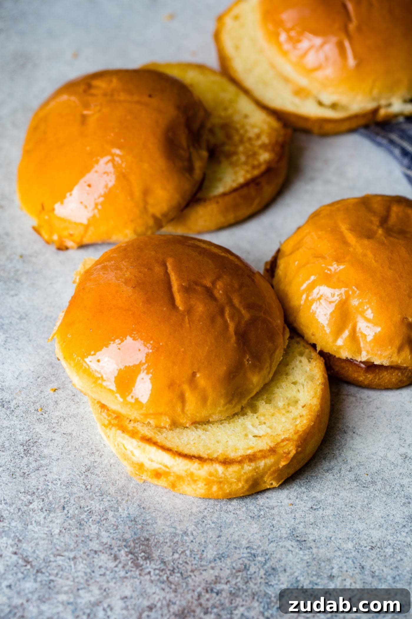 Philly Cheesesteak Sloppy Joes A photo of toasted brioche buns.