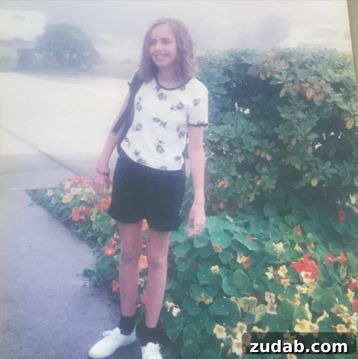 Turbulence A nostalgic photo of a junior high school girl with a backpack, representing the formative and often turbulent years of adolescence.