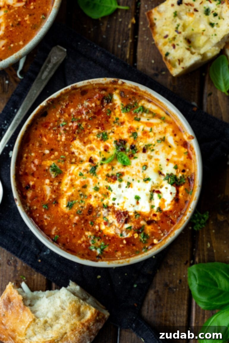 Rustic Italian Beef Chili 7 An overhead view of a bowl of Italian style beef chili, beautifully crowned with a generous layer of melted mozzarella cheese, inviting diners to savor its rich flavors and comforting warmth.