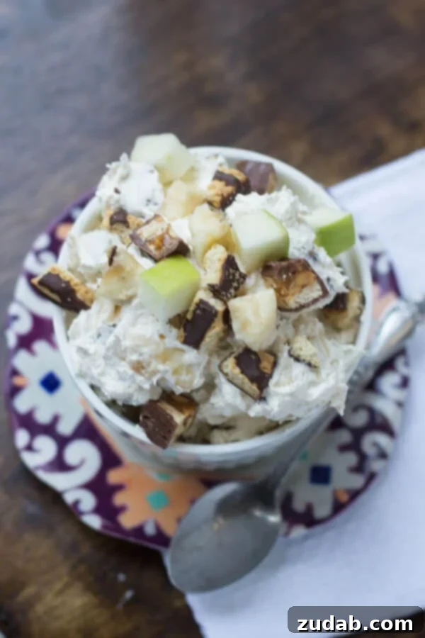 A Delicious Medley of Snickers, Apples, Bananas, and Cheesecake Cream Discover the Secret Ingredients to the Best No-Bake Cheesecake Snickers Salad