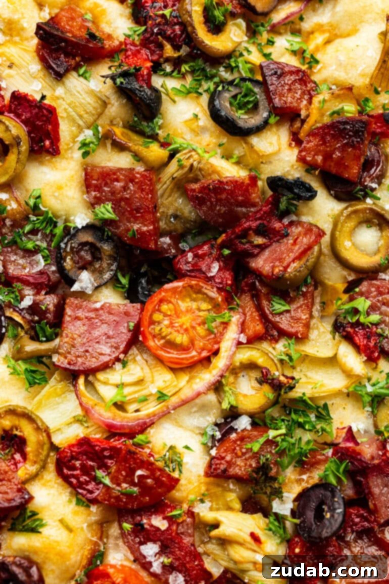 Antipasto Focaccia Delight 3 Focaccia Bread with Antipasto Toppings