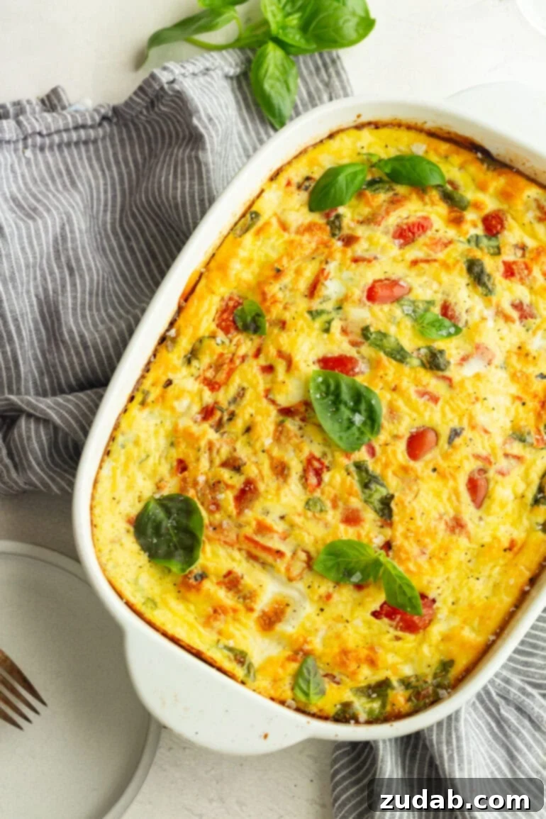 High-Protein Cottage Cheese & Egg Breakfast Bake 3 Baked Cottage Cheese Egg Bake with Basil and Cherry Tomatoes