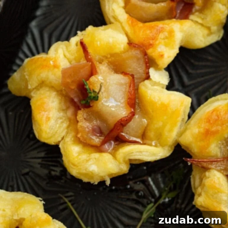 Hot Honey Pear and Brie Mini Appetizers