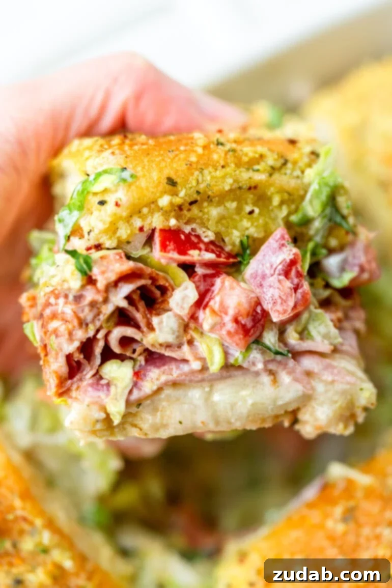 Super Bowl Slider Showdown: An Italian Twist 9 Italian slider loaded with meats.