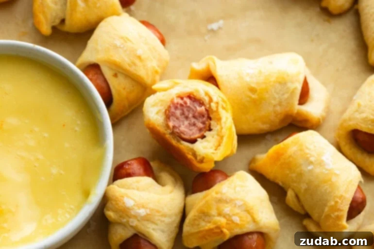 Pigs in a Blanket: A Savory Bite-Sized Delight 5 Inside of pigs in a blanket with lil smokies