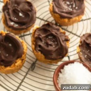 Chocolate Peanut Butter Oatmeal Cups 8 several peanut butter oat cups topped with chocolate and sprinkled with salt
