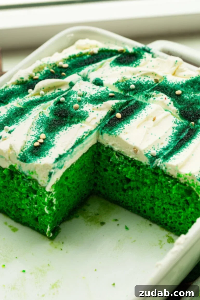 Luck o' the Irish Poke Cake 3 Green Lime Jello Poke Cake with Whipped Cream Cheese Frosting