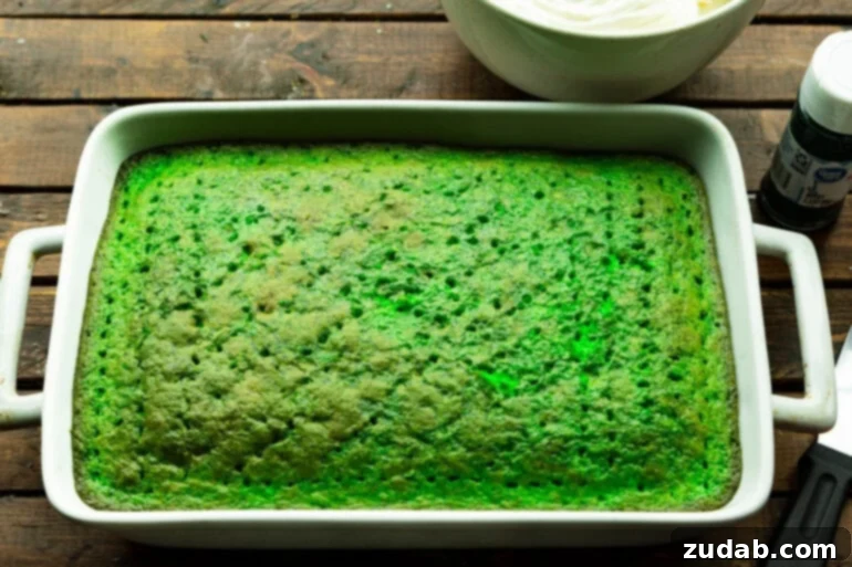 Luck o' the Irish Poke Cake 4 Green Cake with Holes Poked All Over