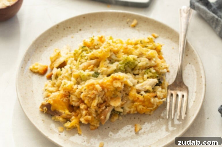 Effortless Chicken Broccoli Rice Bake 5 Cheesy Chicken Broccoli Rice Casserole on a Plate