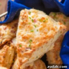 Easy Ham and Cheese Scones, a savory baked good, perfect for Easter brunch.