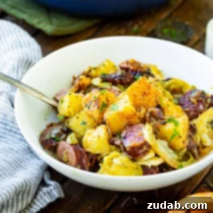 St Patrick's Day Delights Sweet to Savory 17 Braised Sausage, Cabbage, and Potatoes, a delicious one-pan meal perfect for St. Patrick's Day.