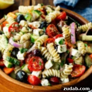 A vibrant Easy Greek Pasta Salad.