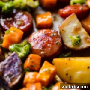 Sheet Pan Honey Garlic Kielbasa with potatoes and broccoli