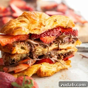 Strawberry Nutella croissants grilled